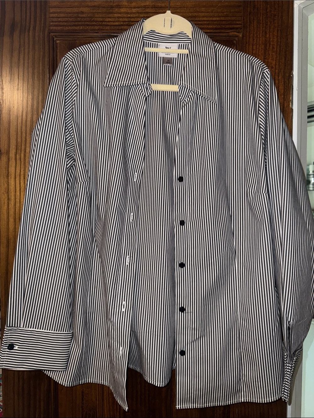 Worthington Black & White Striped Button-Down Shirt